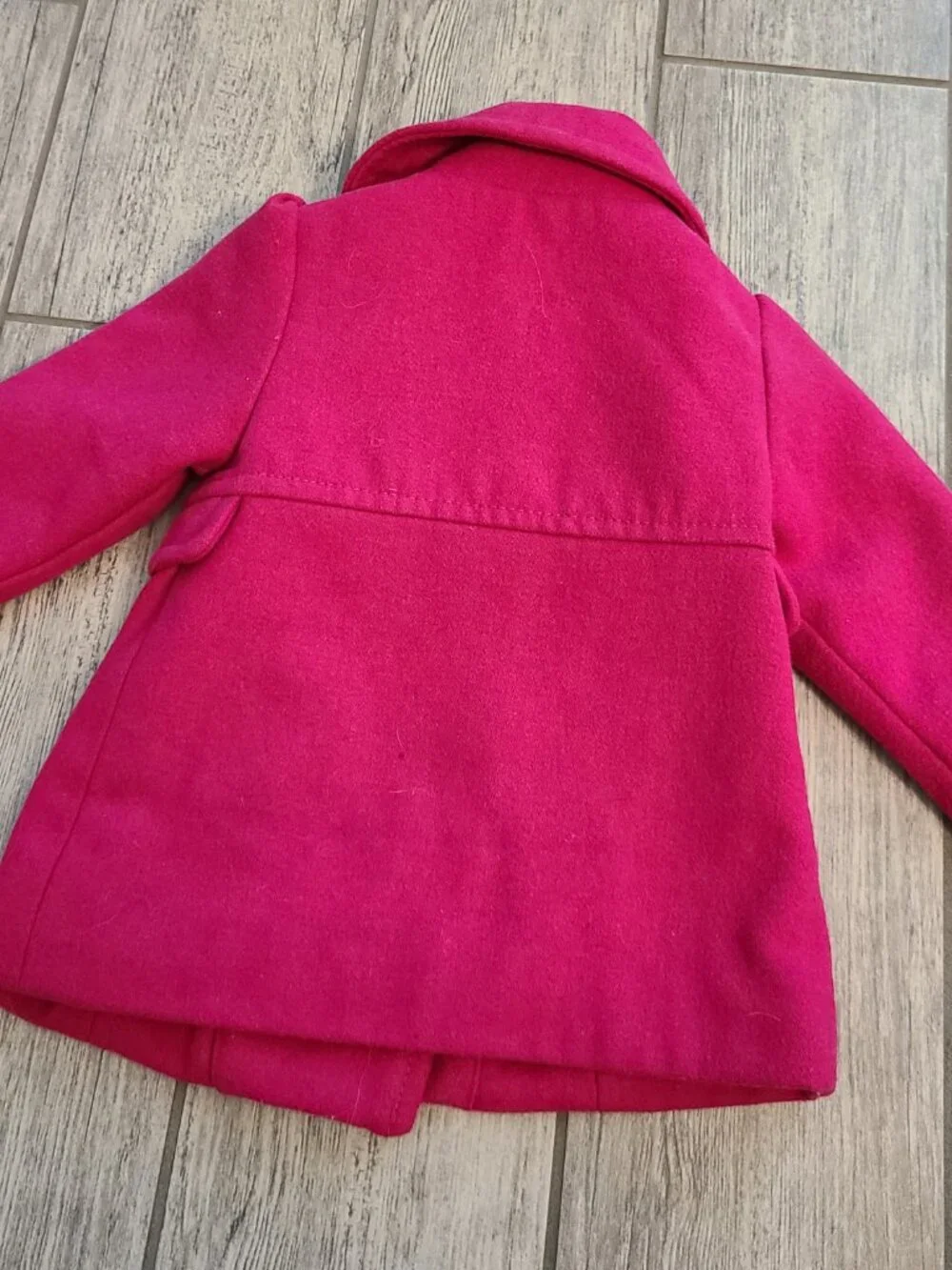 Old Navy Wool Blend Double Breasted Peacoat Fuchsia Pink Baby Girl Size 12-18M